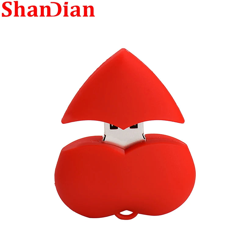 JASTER Red Heart Silicone USB Flash Drive 8GB–64GB Gift