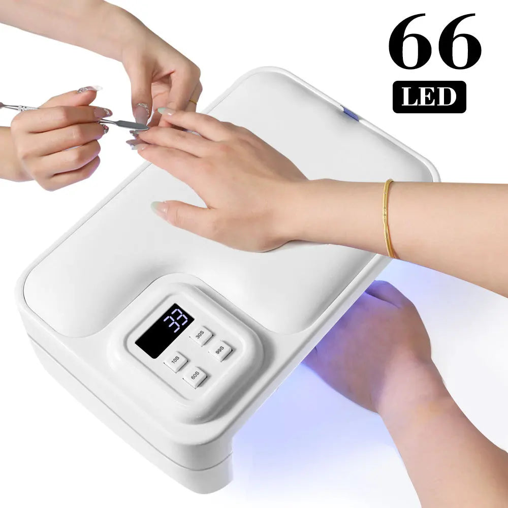 UV LED Nail Lamp 66 Beads + Leather Hand Pillow | Gel Curing