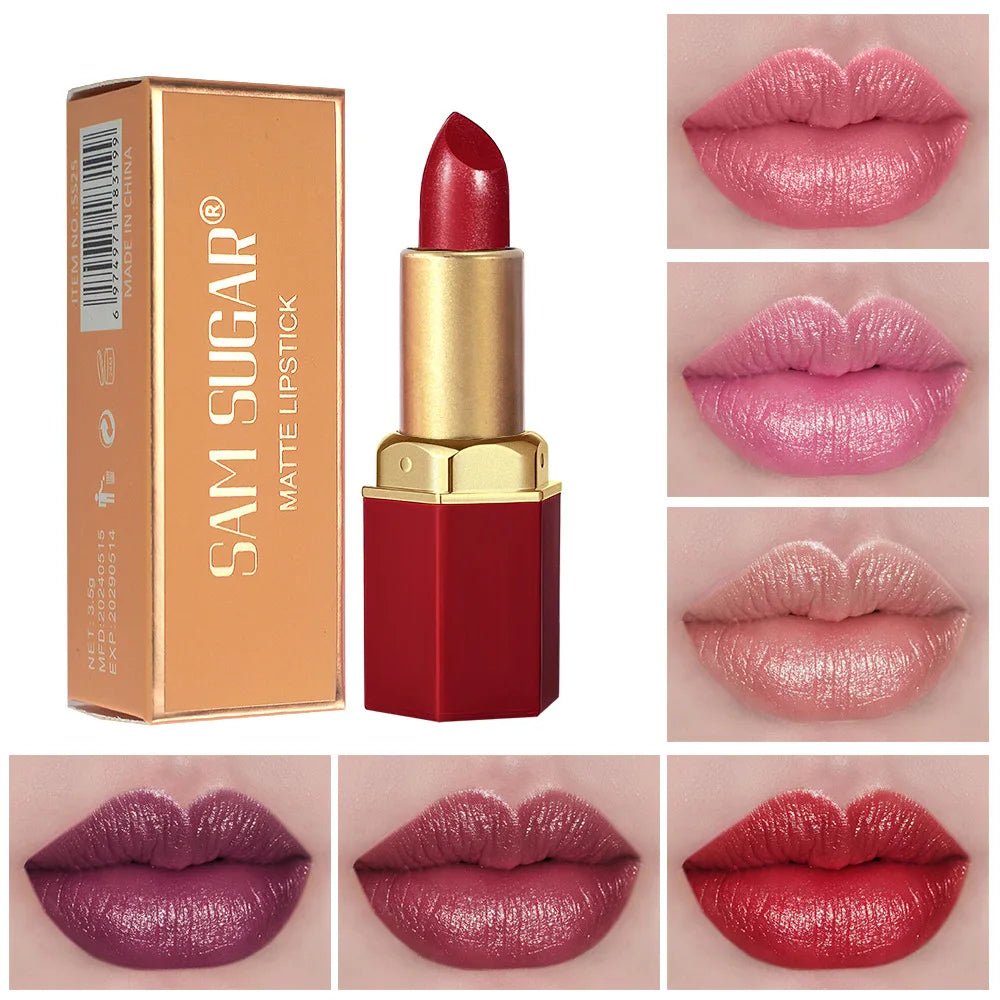 Pearlescent Pink Glitter Velvet Lipstick – Metallic Shine Lip Gloss Glitter Velvet Lipstick PRIMED