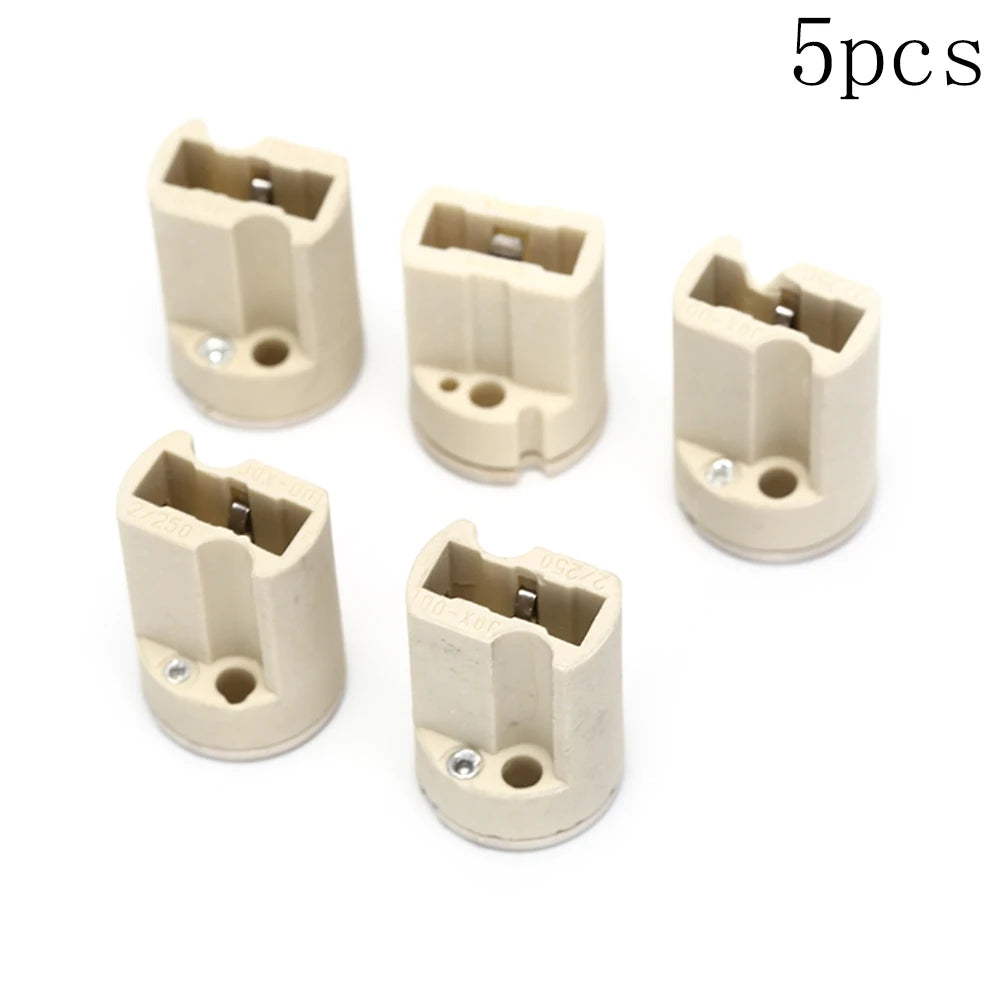 5-Pack G9 Ceramic Lamp Holder Socket 110-220V 3A with Lead Wire Lamp Holder Socket PRIMED