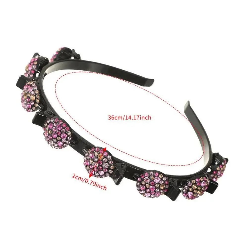 Rhinestone Crystal Double-Layer Clip Headband for Women