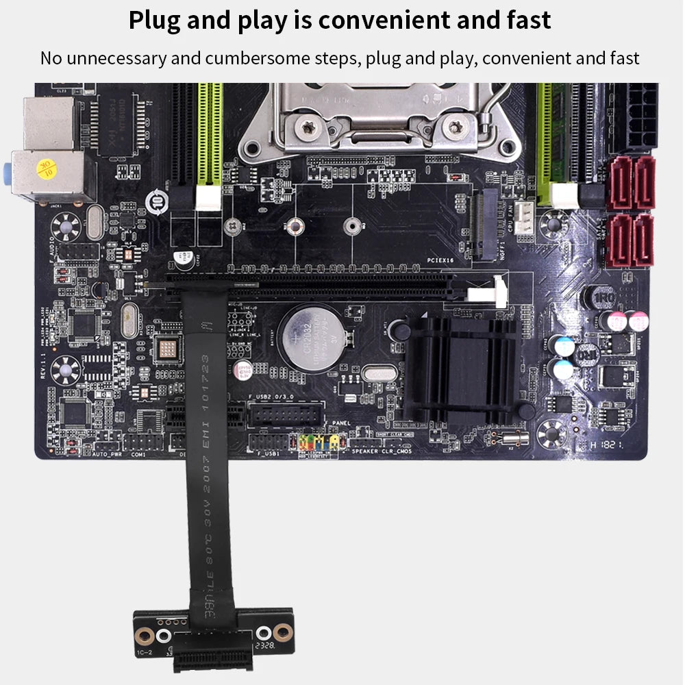 TISHRIC PCIe 4.0 X1/X4 Riser Cable Dual 90° Right Angle Adapter PCIe Riser Cable PRIMED