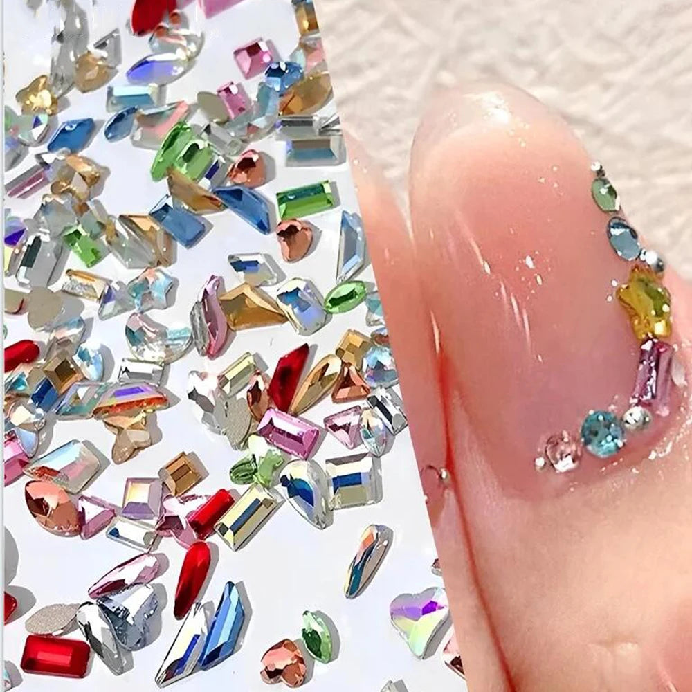 100Pcs Crystal AB Flatback Nail Rhinestones | 3D Manicure Gems