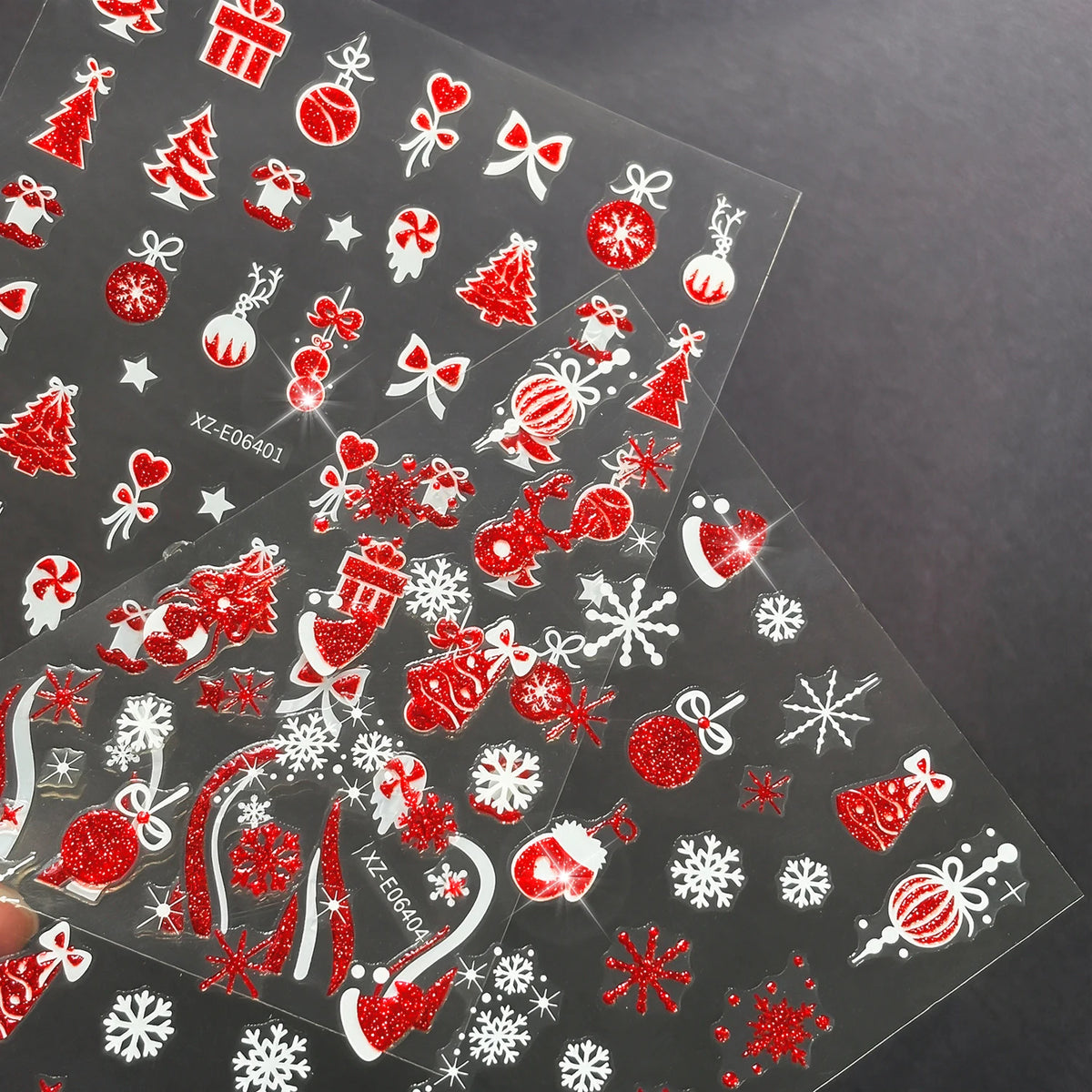 12Pcs Christmas Glitter Nail Art Stickers | Festive Decals Nail Art Stickers PRIMED