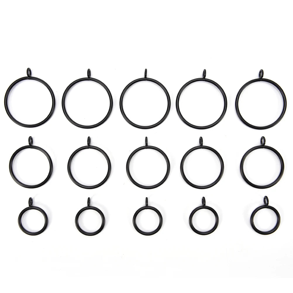 10-Pack Black Metal Curtain Rings – 25 to 55mm | Smooth Glide
