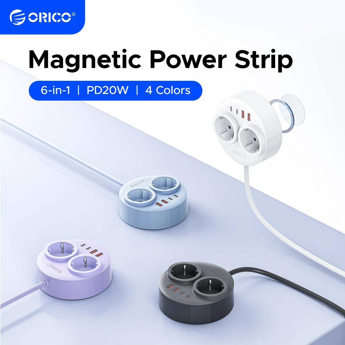 ORICO Magnetic EU Power Strip PD 20W Fast Charging 2AC 4 USB Magnetic Power Strip PRIMED