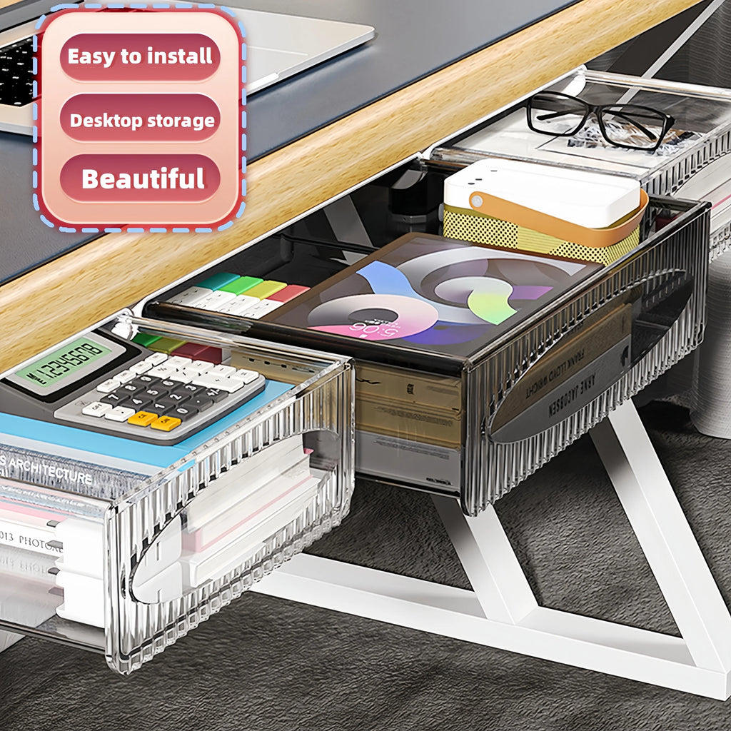 Self-Adhesive Under Desk Sliding Drawer Organizer | 2 Sizes Desk Drawer Organizer PRIMED