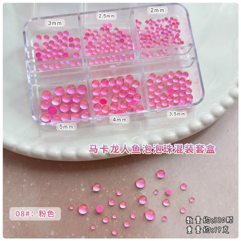Mermaid Bubble Beads Nail Charms – Aurora Rainbow Glitter Nail Art Charms PRIMED Style 08