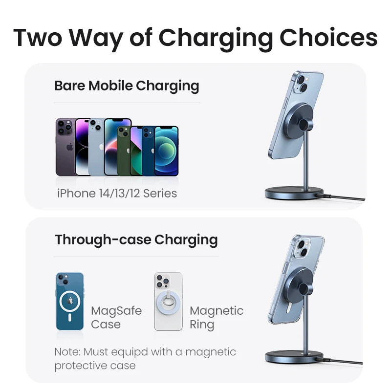 UGREEN 2-in-1 Magnetic Wireless Charging Stand 20W | iPhone AirPods Wireless Charging Stand PRIMED