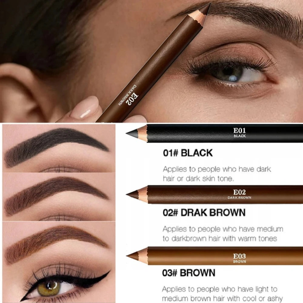 Wooden 2-in-1 Waterproof Eyebrow & Eyeliner Pencil – 3 Colors