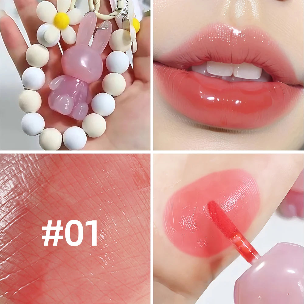 SAM SUGAR Rabbit Keychain Lip Gloss – Mirror Glaze & Moisturizing