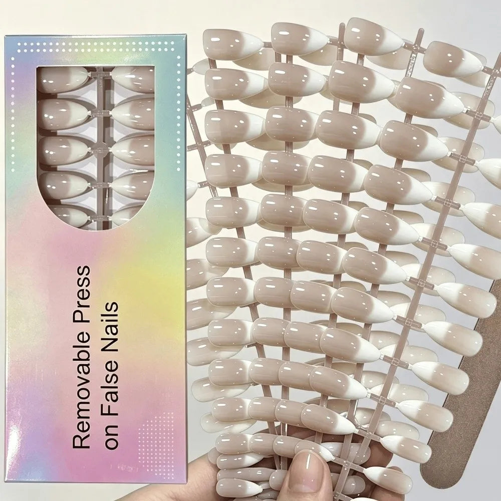 150 Pcs Press On Nails Glossy Almond French Gradient Fake Nails