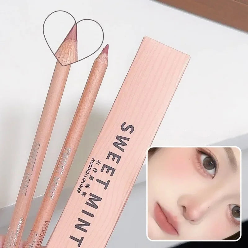 Wooden Matte Lip Liner Pencil – Waterproof Nude Contour