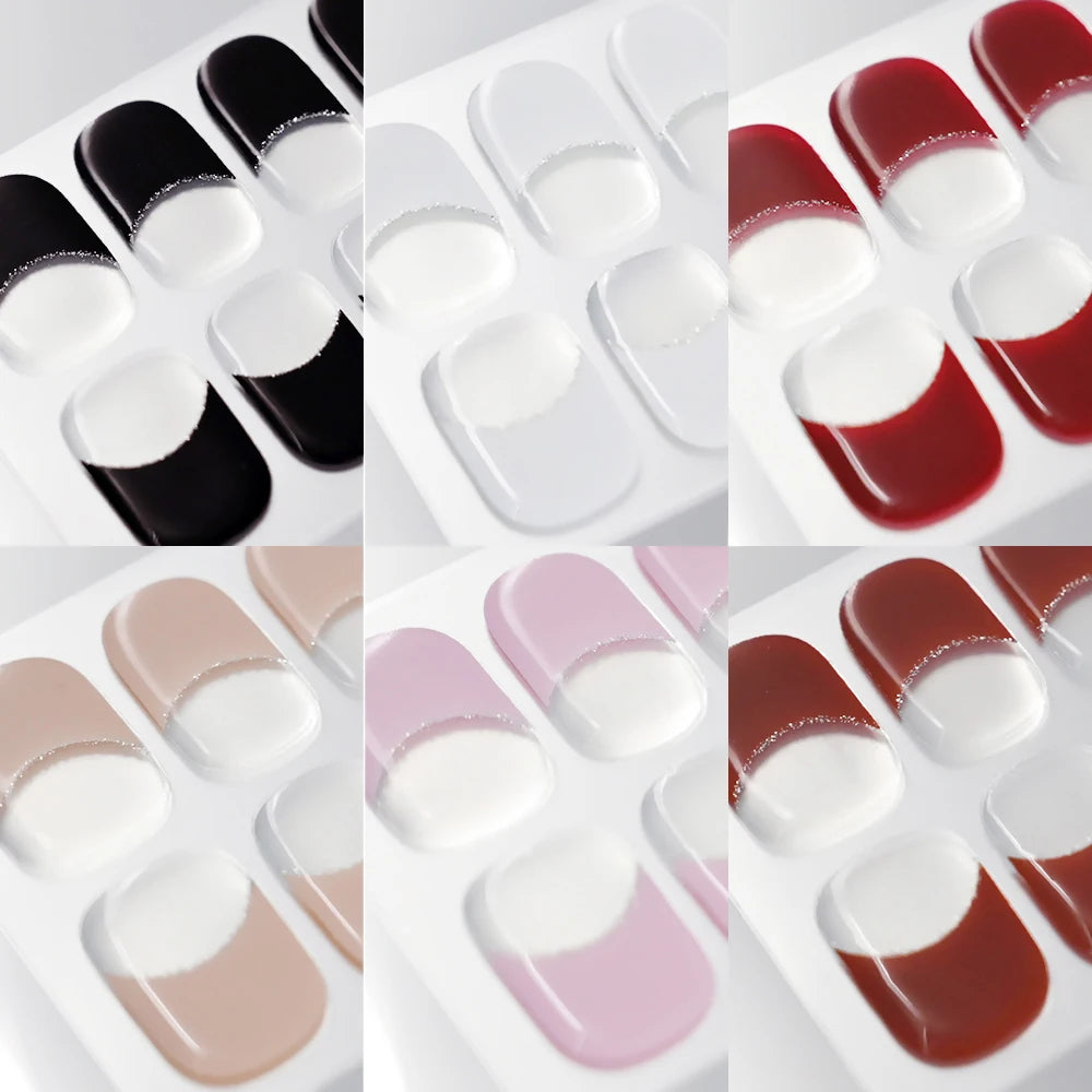 French Semi-Cured Gel Nail Wraps 16 Tips – Full Cover Stickers Gel Nail Wraps PRIMED