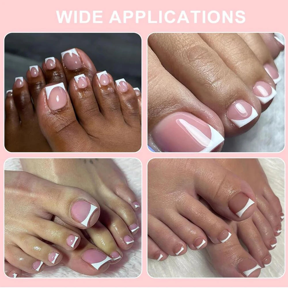 150Pcs Nude French Press-On Toenails | Square Light Pink Gel Tips