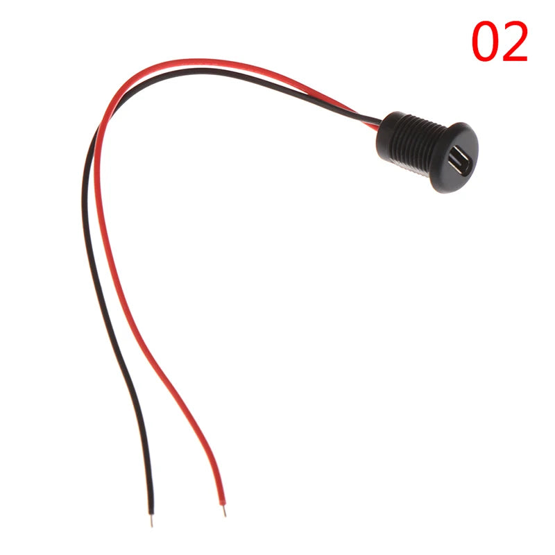 USB-C 2-Pin Waterproof Female Connector Jack PH2.0 Snap Lock