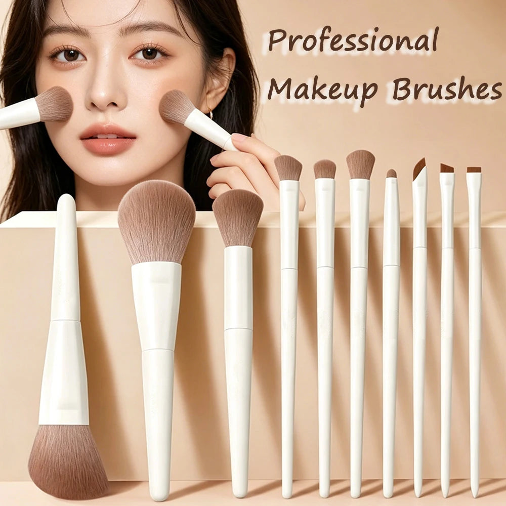 Ivory White Makeup Brush Set 5/7/10/12 Pcs – Soft Synthetic Makeup Brush Set PRIMED