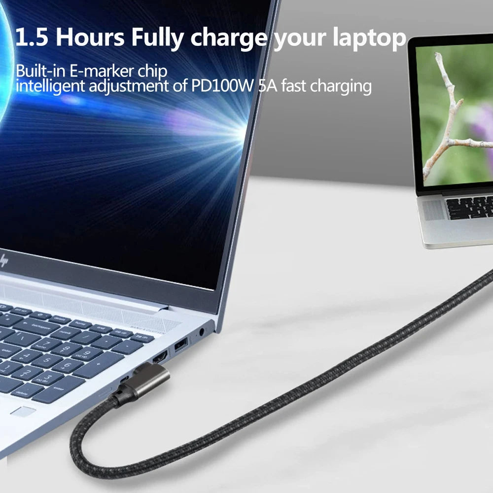 Hannord 90° USB-C Cable USB3.2 Gen2 20Gbps 100W PD 4K VR Link USB-C Data Cable PRIMED