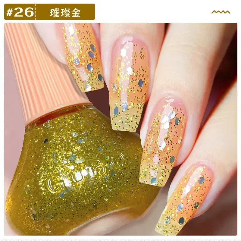 Glitter Gel Nail Polish Quick Dry Autumn Coffee Tones 12ml