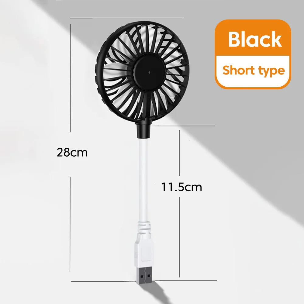 USB Portable Mini Fan – Flexible Gooseneck, DC5V for Laptop USB Portable Fan PRIMED Black-short style