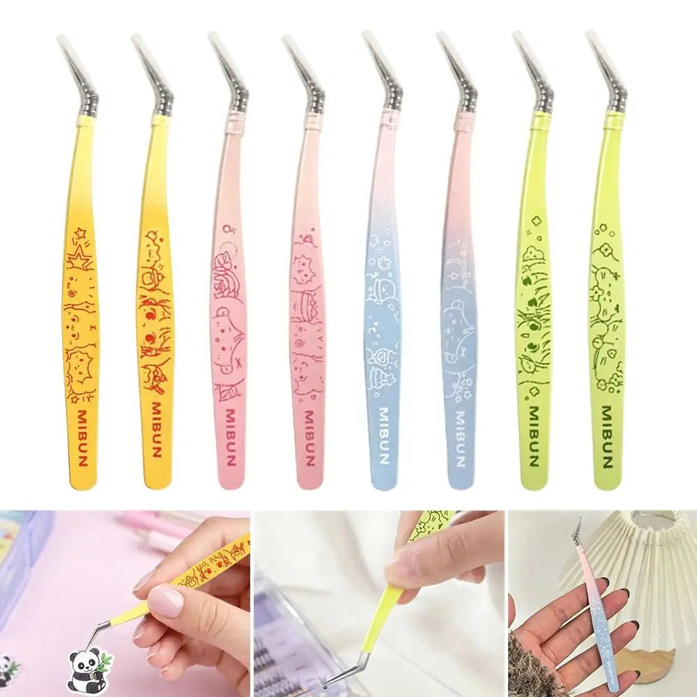 Anti-Static Curved Eyelash Extension Tweezers | Cartoon Design Eyelash Tweezers PRIMED