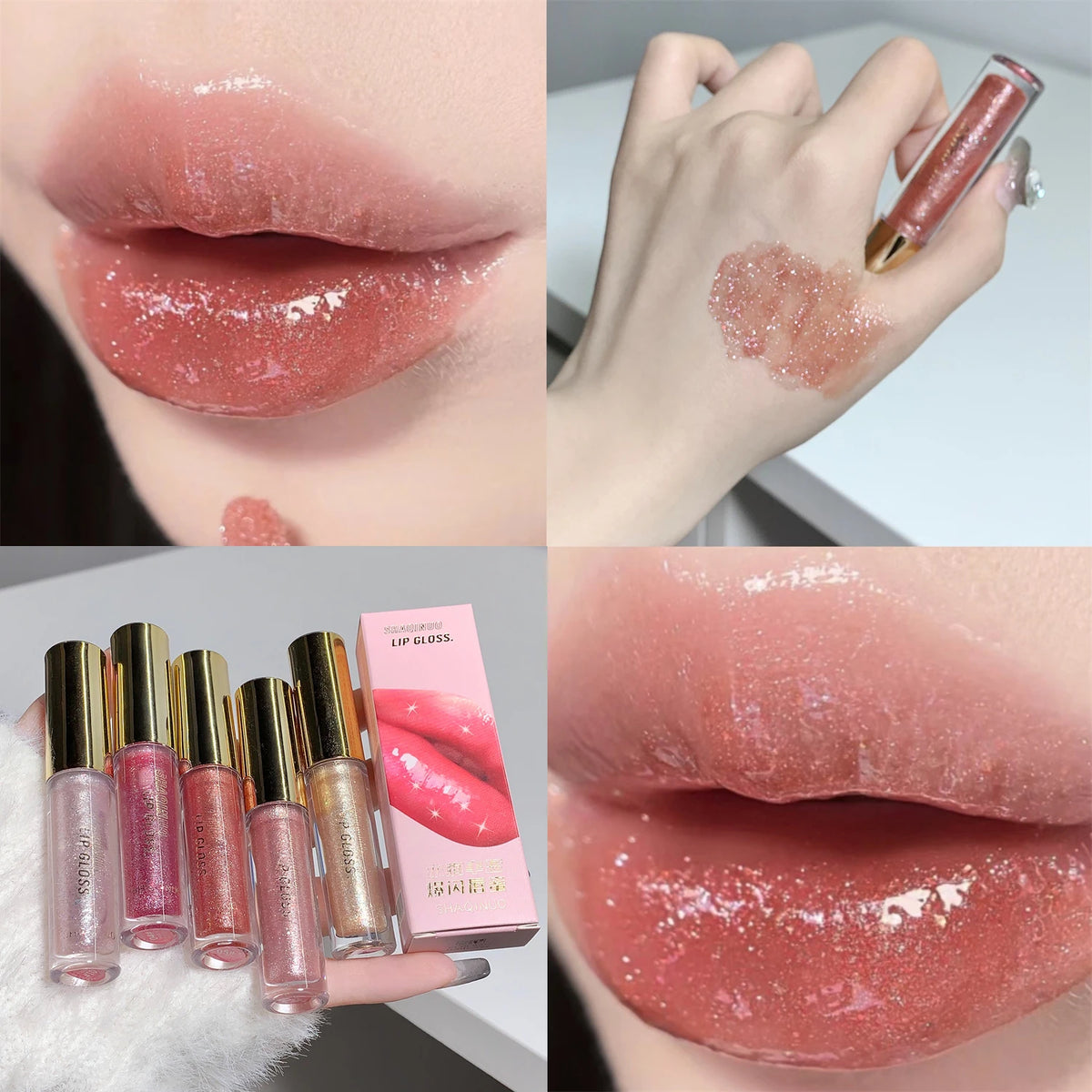 Pearl Diamond Glitter Lip Gloss – Moisturizing Plumping Tint Glitter Lip Gloss PRIMED 05