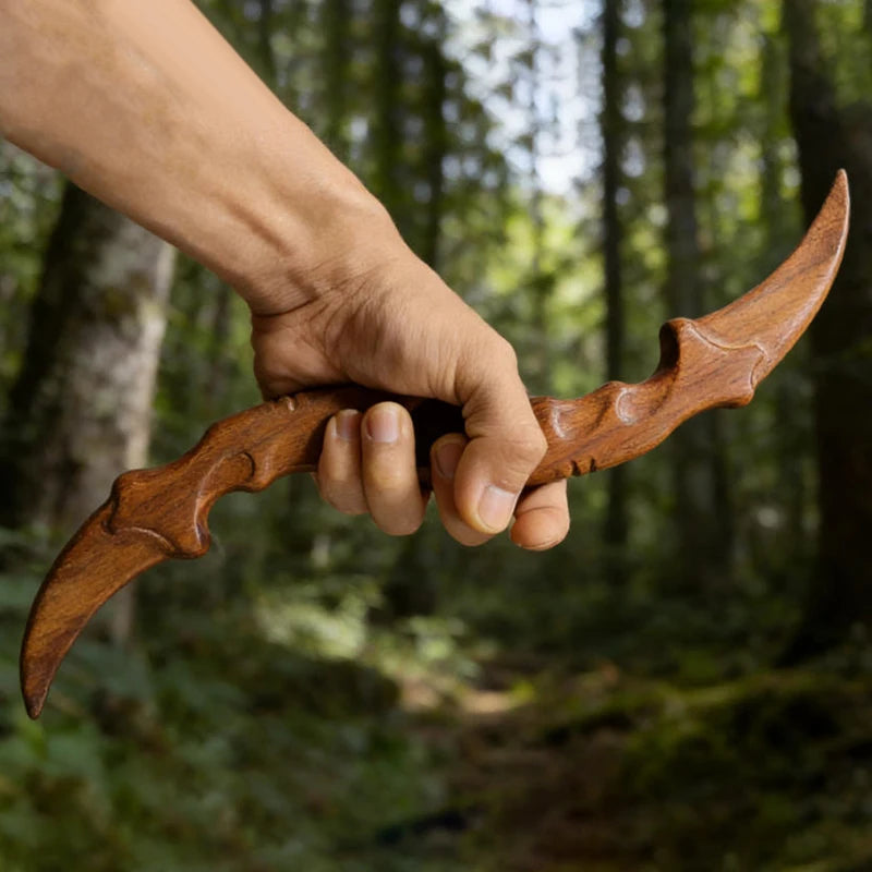 Golden Sandalwood Claw Knife Hand-Carved Wooden Toy Ornament