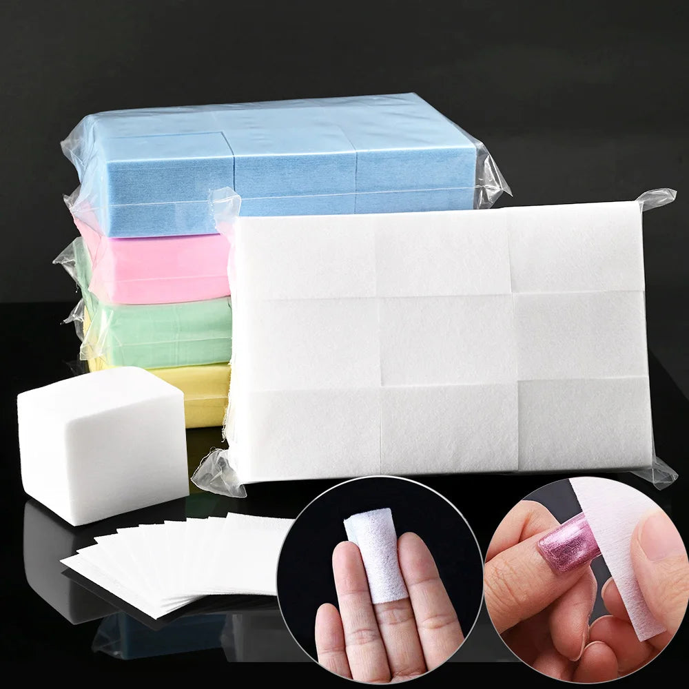100Pcs Lint-Free Nail Wipes for UV Gel Polish Removal – 5 Colors