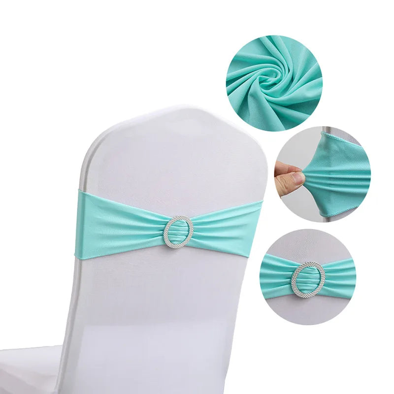 10 Pcs Spandex Chair Sashes with Buckle Slider | Wedding Décor