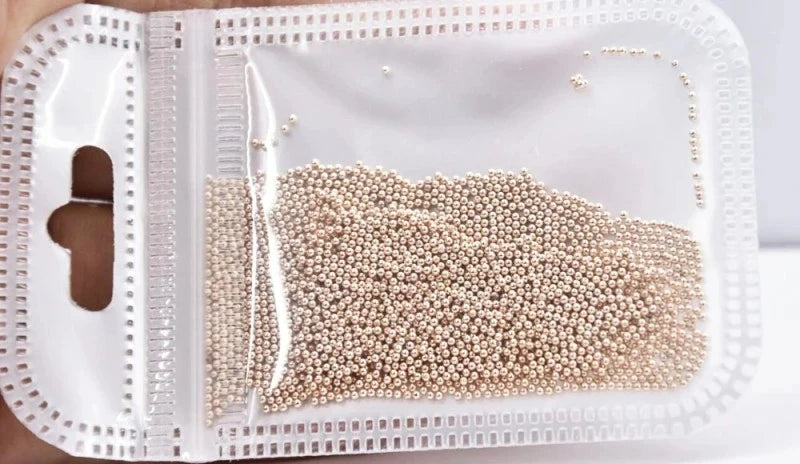 Nail Art Metal Round Beads 0.8–3.0mm Gold Silver | 12-Grid Box Nail Art Beads PRIMED ZD022-3(10g)