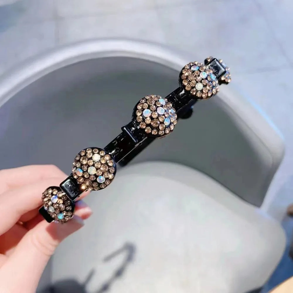 Rhinestone Crystal Double-Layer Clip Headband for Women