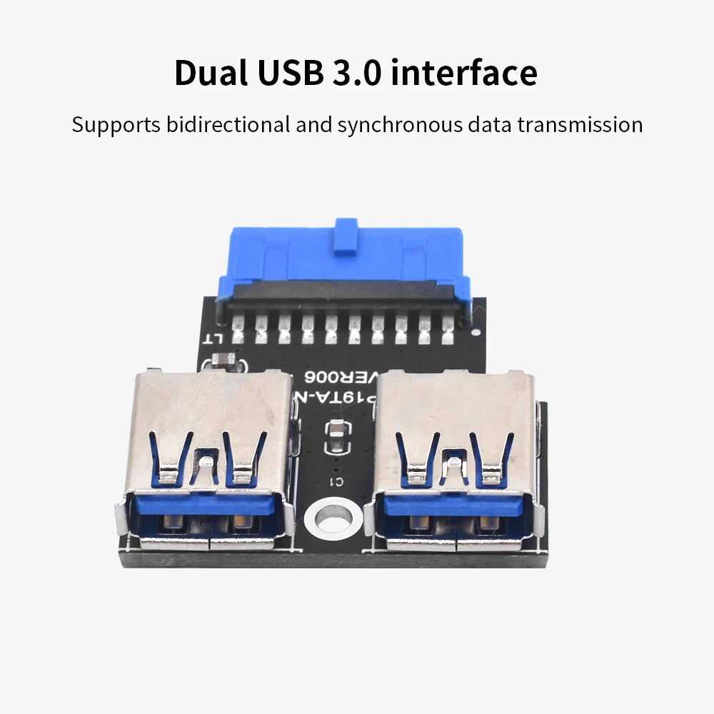 TISHRIC 19-Pin to USB Type-C & Dual USB 3.0 Front Panel Adapter USB Header Adapter PRIMED