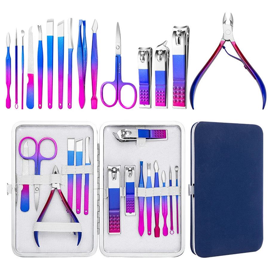 Stainless Steel Manicure Set – 7–15 Piece Nail & Brow Kit Manicure Nail Set PRIMED
