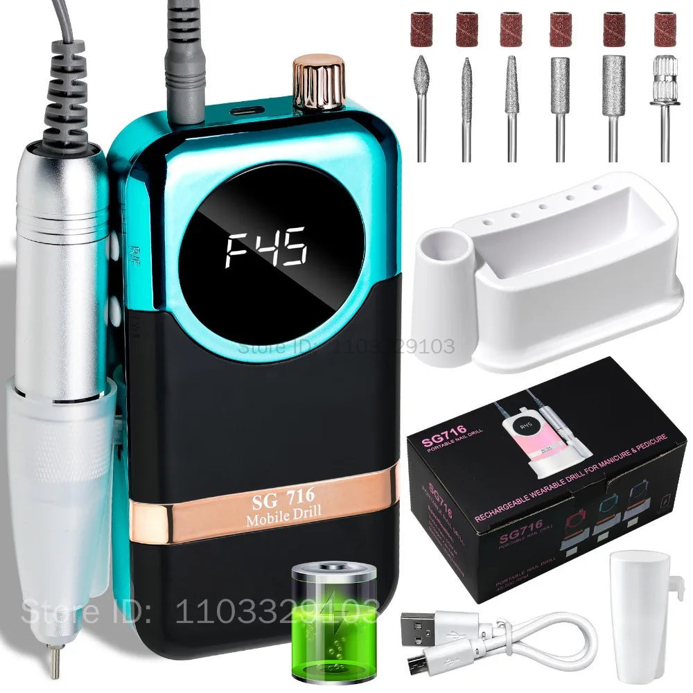 45000 RPM Rechargeable Nail Drill Machine | Portable Sander Electric Nail Drill PRIMED