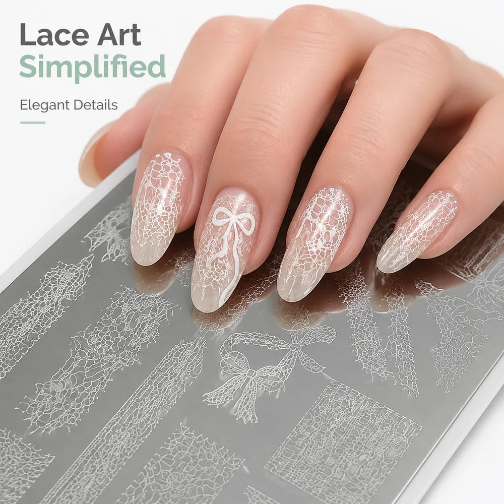 Nail Stamping Plate – Lace & Fishnet Pattern | Stainless Steel