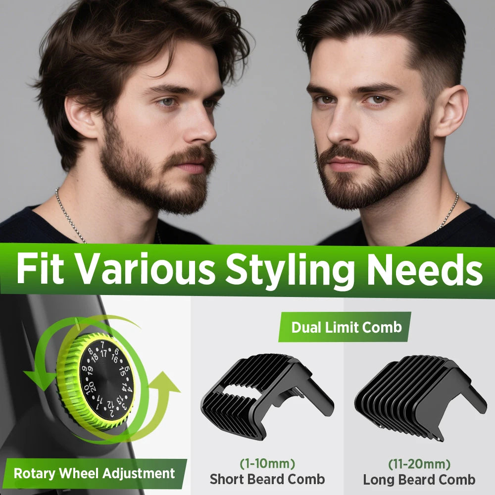 AFDEAL 2-in-1 Vacuum Beard Trimmer | 20-Length Grooming Kit Electric Beard Trimmer PRIMED