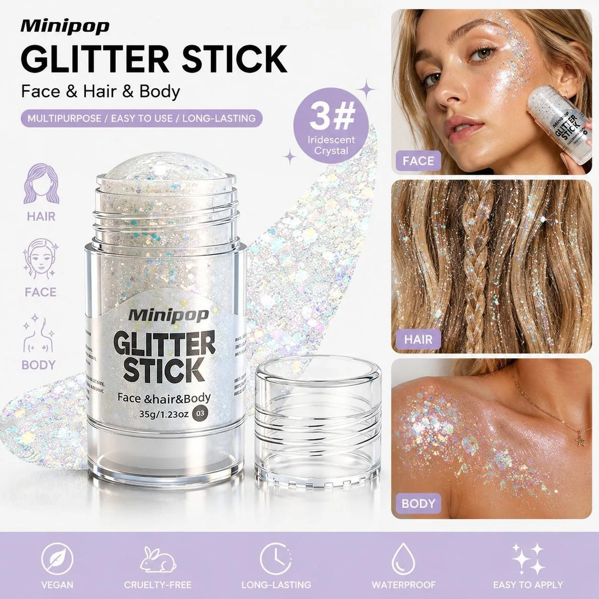 Star Sequin Glitter Stick – Face, Body & Hair Shimmer Makeup