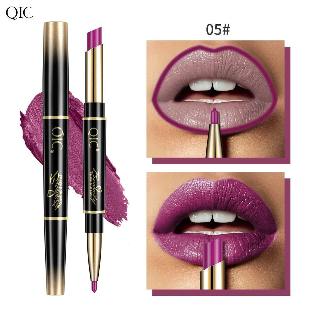 QIC 2-in-1 Waterproof Matte Lip Liner & Lipstick Pencil Lip Liner Pencil PRIMED 05