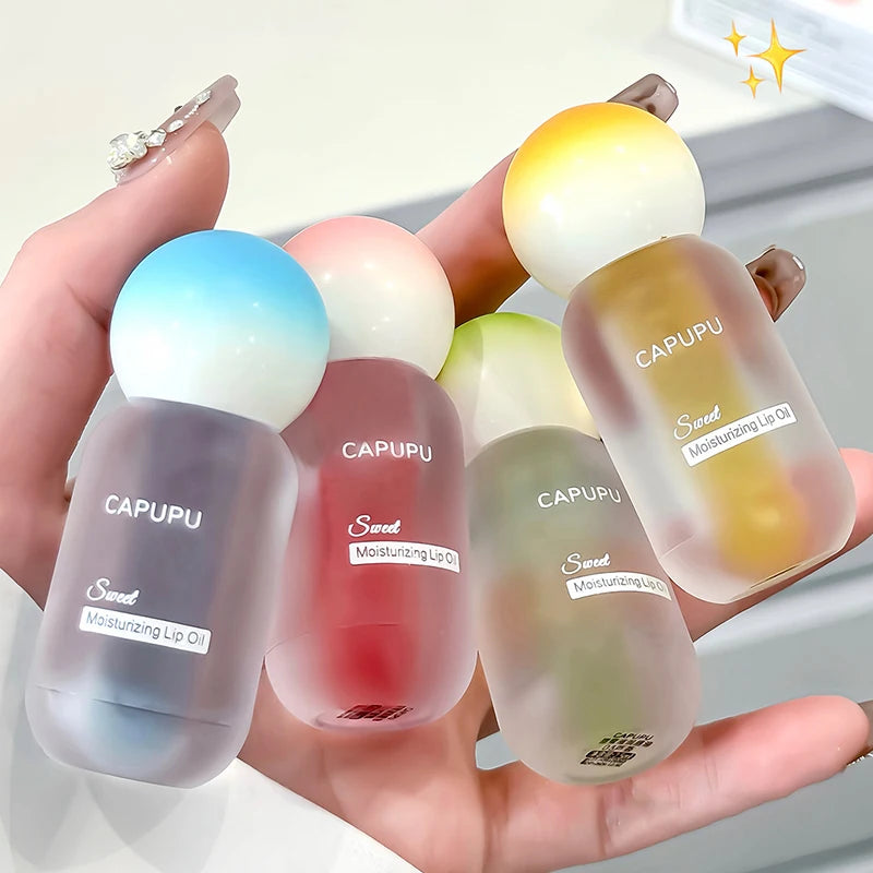 Peach Crystal Jelly Lip Oil Gloss – Hydrating & Plumping Lip Oil Gloss PRIMED