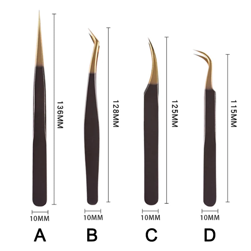 Professional Stainless Steel Eyelash Extension Tweezers – Black Lash Extension Tweezers PRIMED