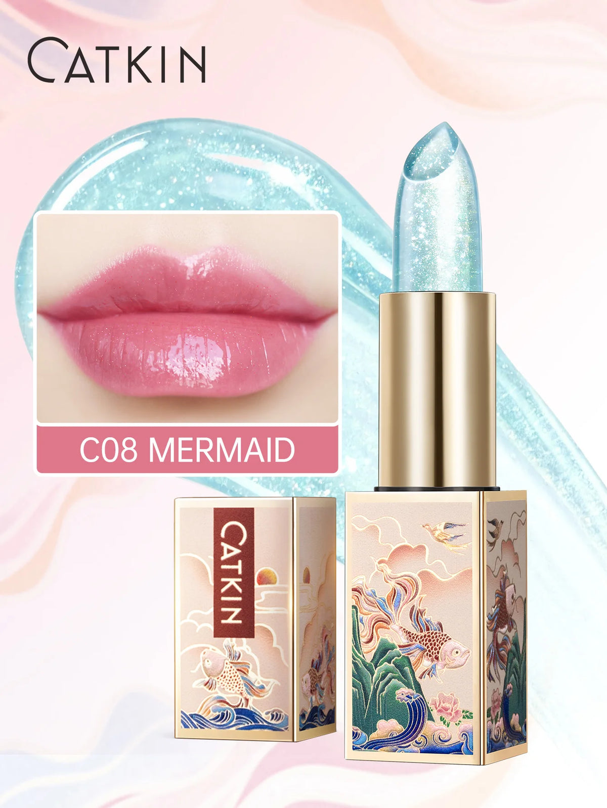 CATKIN Colored Lip Balm – Moisturizing & pH-Activated Glow Colored Lip Balm PRIMED C08 Mermaid