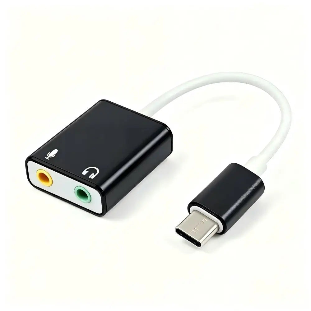 USB-C to 3.5mm External Sound Card Adapter for Laptop & Mac