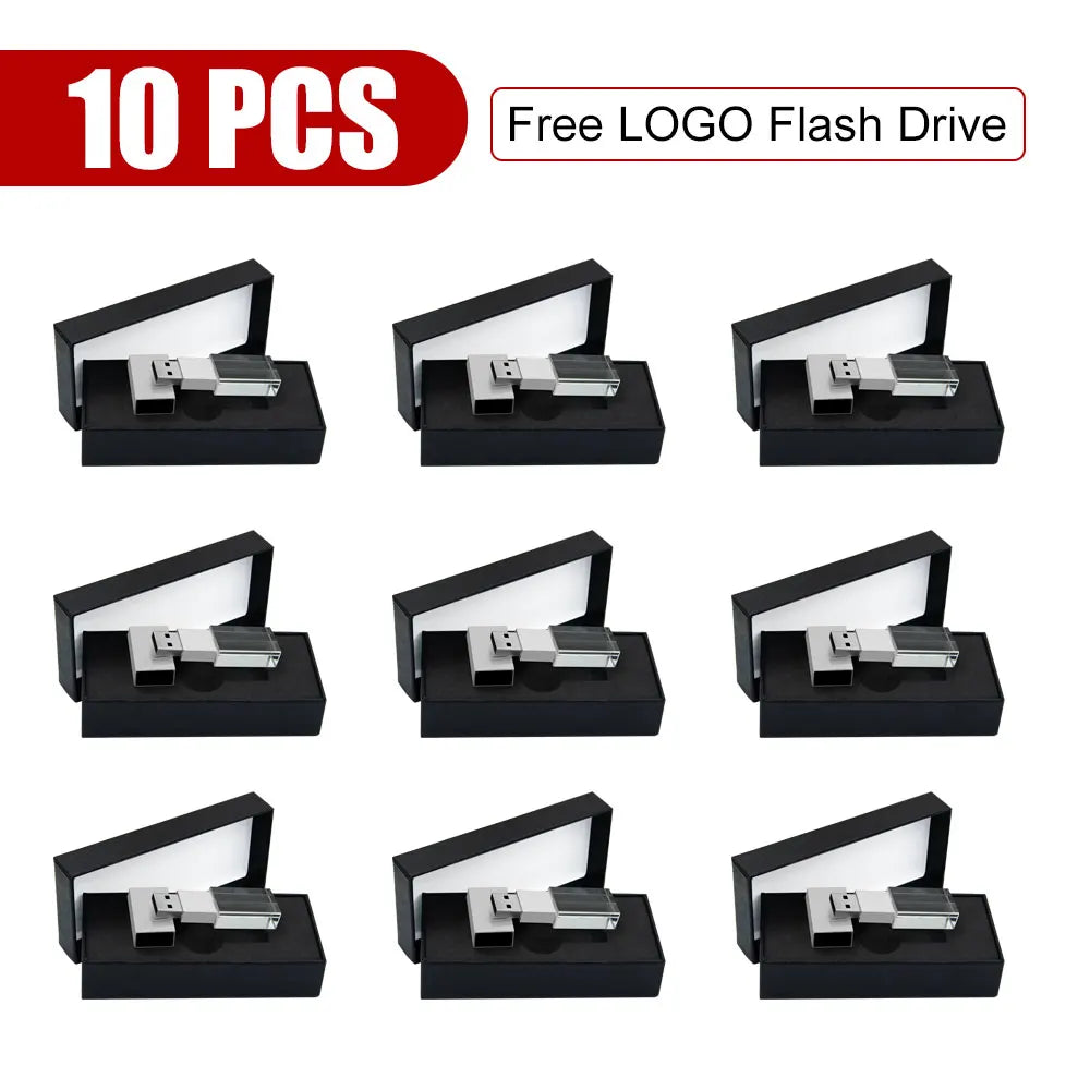 10-Pack Crystal USB Flash Drives 4–128GB | Free Custom Logo USB Flash Drive PRIMED