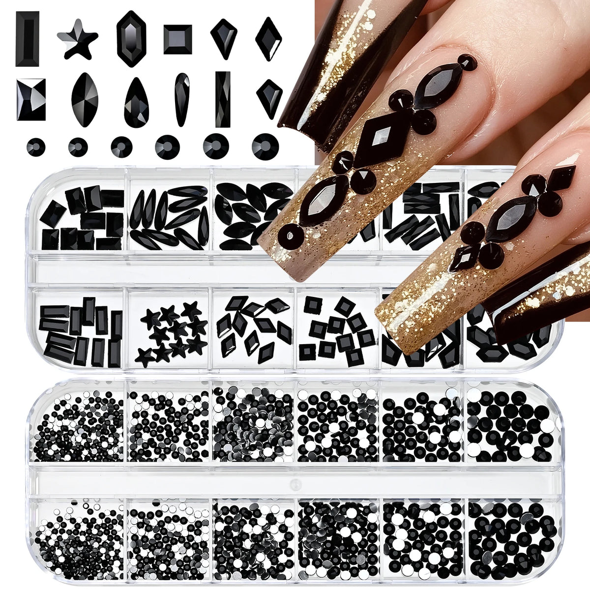 AB Sparkling Nail Rhinestones 2-Box Mixed Shapes – MAFANAILS