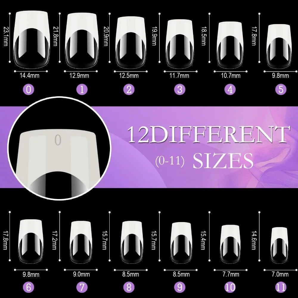 120Pcs French Style False Nails – Mixed Size Full Cover Tips