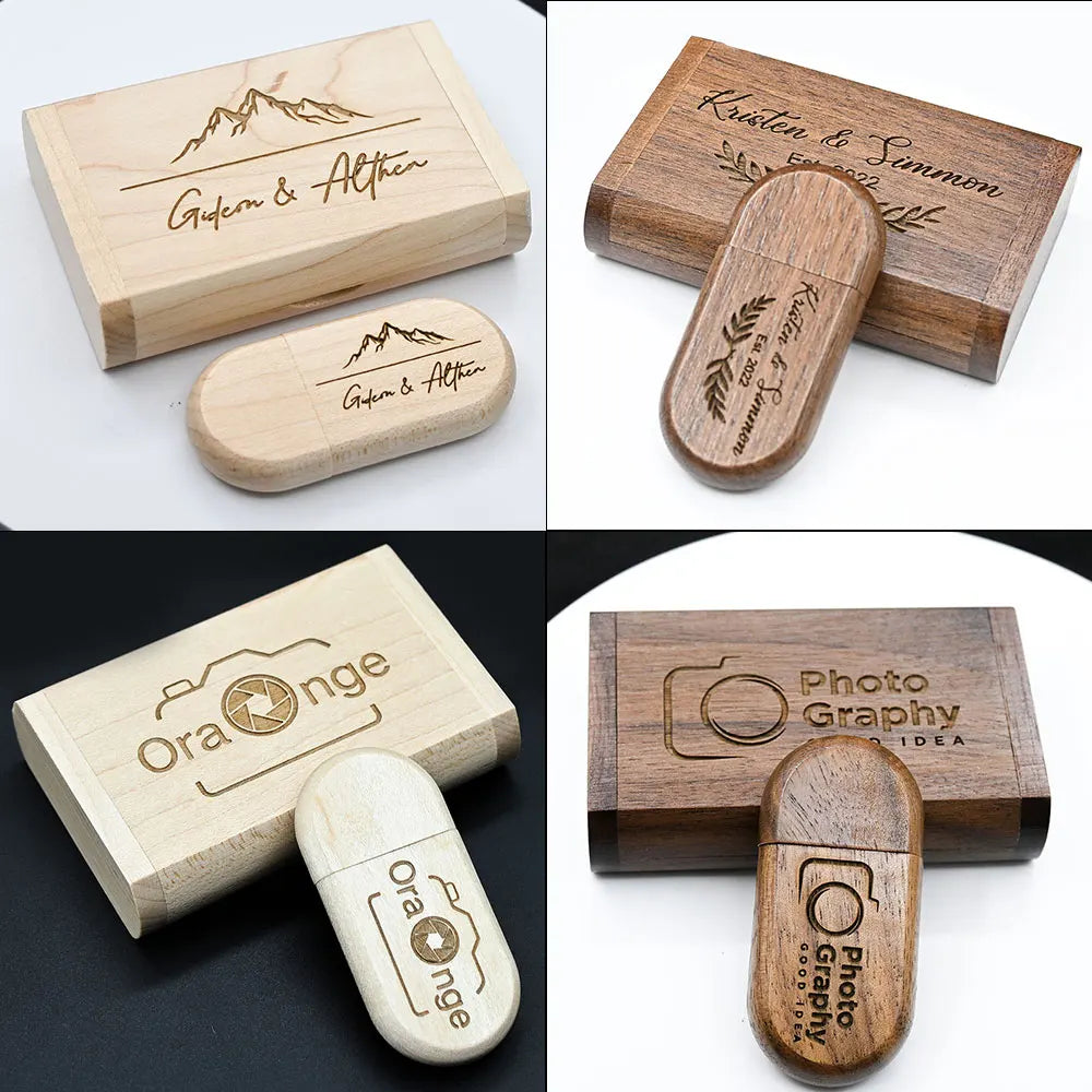 5-Pack Wooden USB Flash Drive 4GB–128GB | Free Custom Logo USB Flash Drive PRIMED
