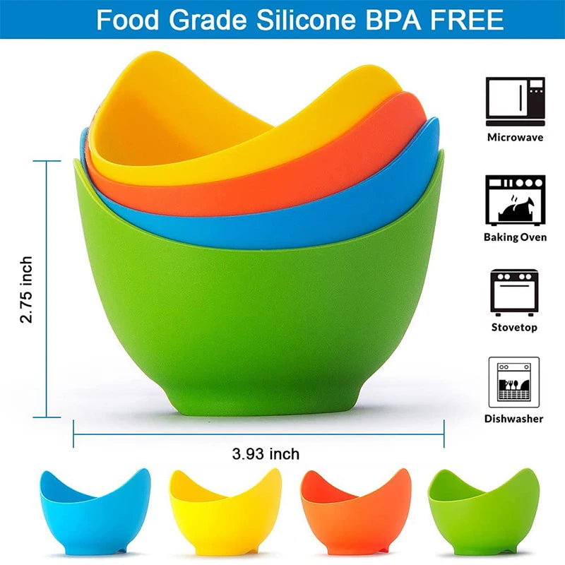 LMETJMA 4-Pack Silicone Egg Poacher Cups with Ring Stands Egg Poacher Set PRIMED