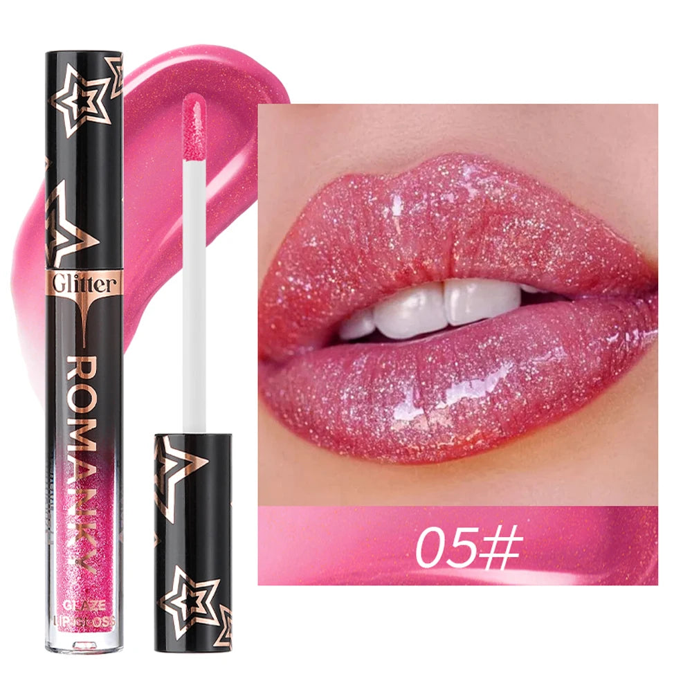 Pearl Metallic Lip Gloss – Waterproof Glitter Mirror Lip Glaze Lip Gloss PRIMED 05 2.3g