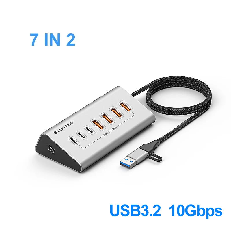 USB 3.2 Docking Station 8/9-Port 10Gbps Type-C Hub Aluminum