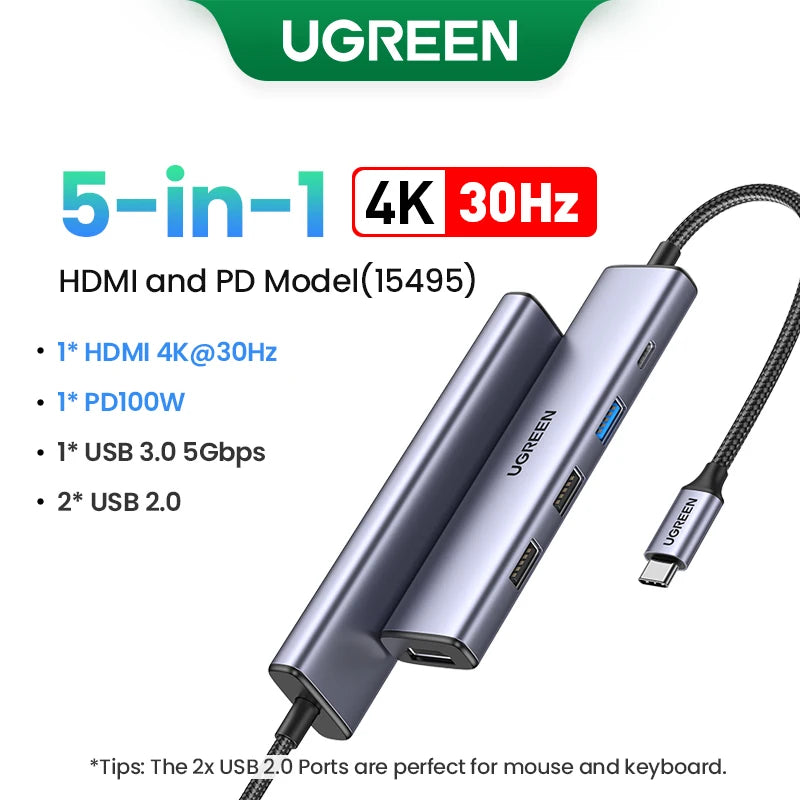 UGREEN 9-in-1 USB-C Hub 4K60Hz HDMI PD100W RJ45 SD/TF USB-C Docking Hub PRIMED 5-in-1 USB2.0 Russian Federation